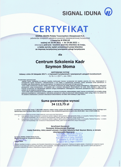 certyfikat signal iduna